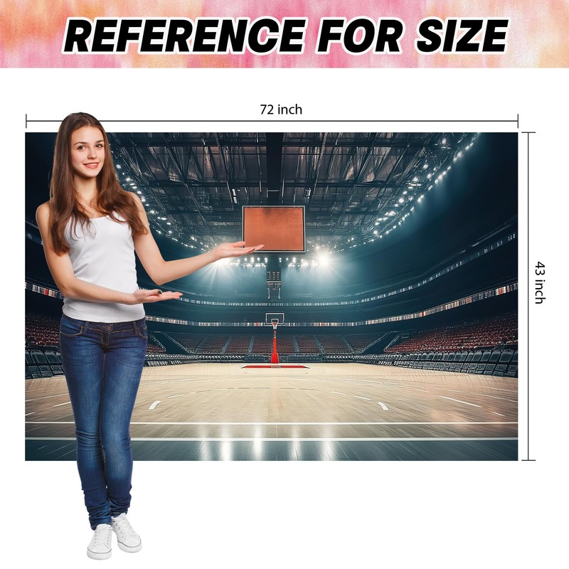 Basketball Spotlight Court Scene Photography Backdrop Banner - Studio Shooting