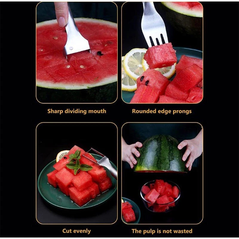 Unbranded Watermelon Slicer Cutter,2-in-1 Fork Stainless Steel Fruit Cutting Artifact