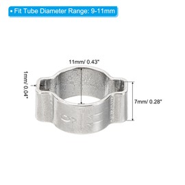 PATIKIL 30 Pack 9-11mm Double Ear Hose Clamp, 304 Stainless Steel O Clip Crimp Rings for Fuel Petrol Pipe Tube Fitting Connections, Silver Tone