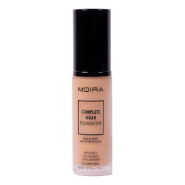 Base Líquida Moira Complete Wear Foundation Alto Cubrimiento Mate 30mL Honey Beige