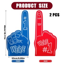 2 PCS Foam Finger, Blue and Red Gladiators Foam Finger, Soft and Reliable Foam Fan Finger, Suitable for Football Match, Basketball Match, Sports Meeting The Cheering Props