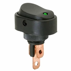 ASW-20D-G Car Rocker Switch 12 V 20 A with Green LED, Hole Mounting, On/Off 2 Positions 3-Pin for Cars, Trucks, Boats