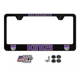 none SACRAMENTO KINGS Black License Plate Frame, Custom Made of Powder Coated Metal