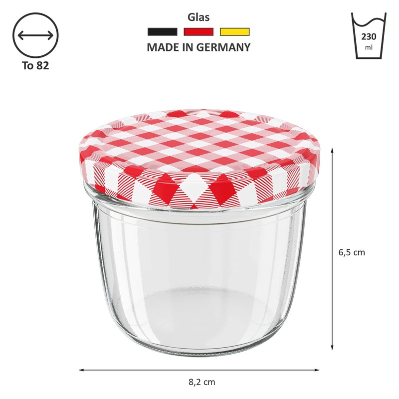 Wellgro® Preserving Jars with Screw-On Twist Off 82 Checked Lids