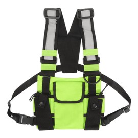 Universal Radio Chest Harness Bag for Two Way Radio Fruit Green, Pocket Pack Holster Vest Fluorescent Green for Two Way Radio, Walkie Chest Bag