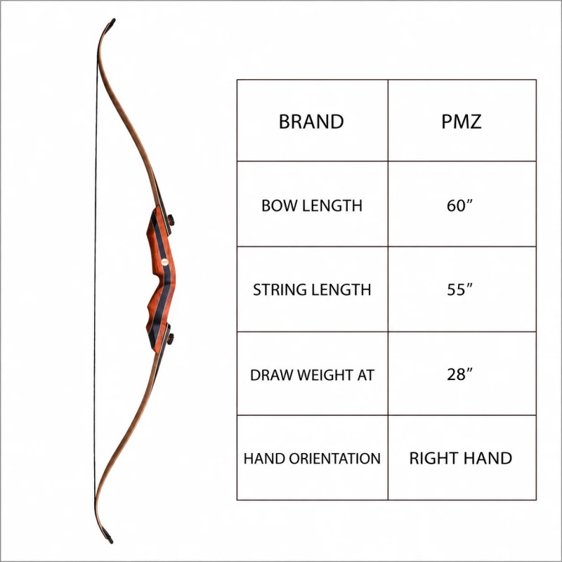 PMZ Archery Field Hunting Bow Recurve 60 Inch 20 60