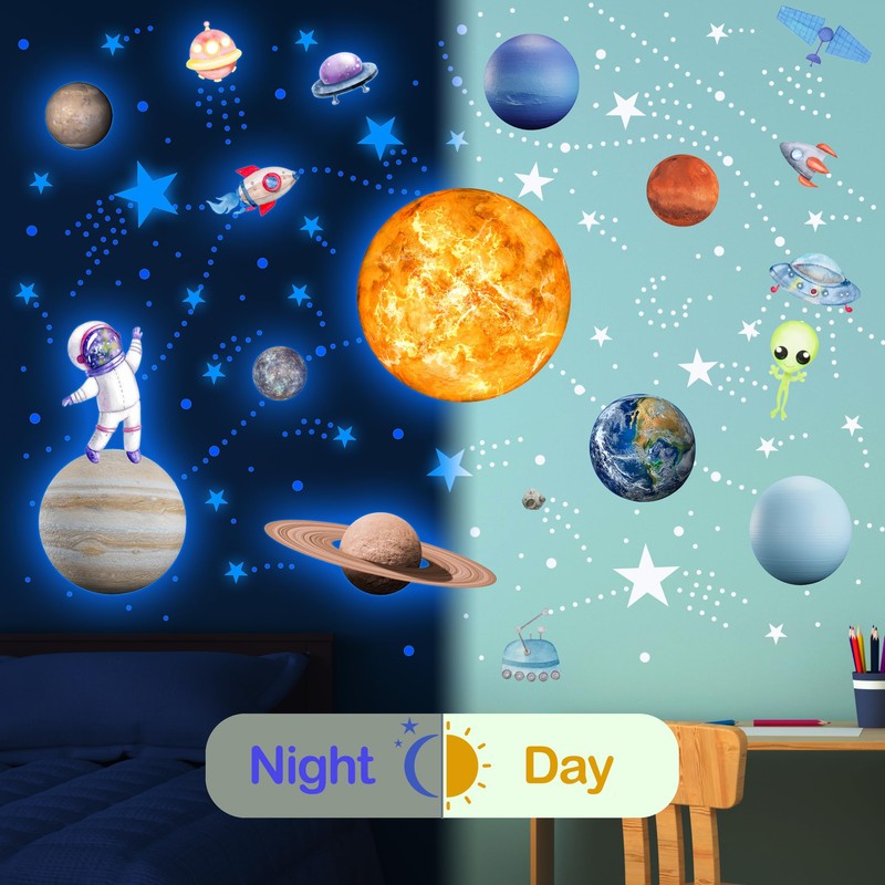 Glow in The Dark Stars Solar System Wall Decals, Sun