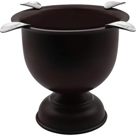 Stinky Cigar Tall Cigar Ashtray with 4 Stirrups for Indoor & Outdoor Use | Windproof Design with 4.25 inch Deep Bowl for Cigars, Perfect Cigar Accessory for Aficionados & Home Decor - Chocolate Brown