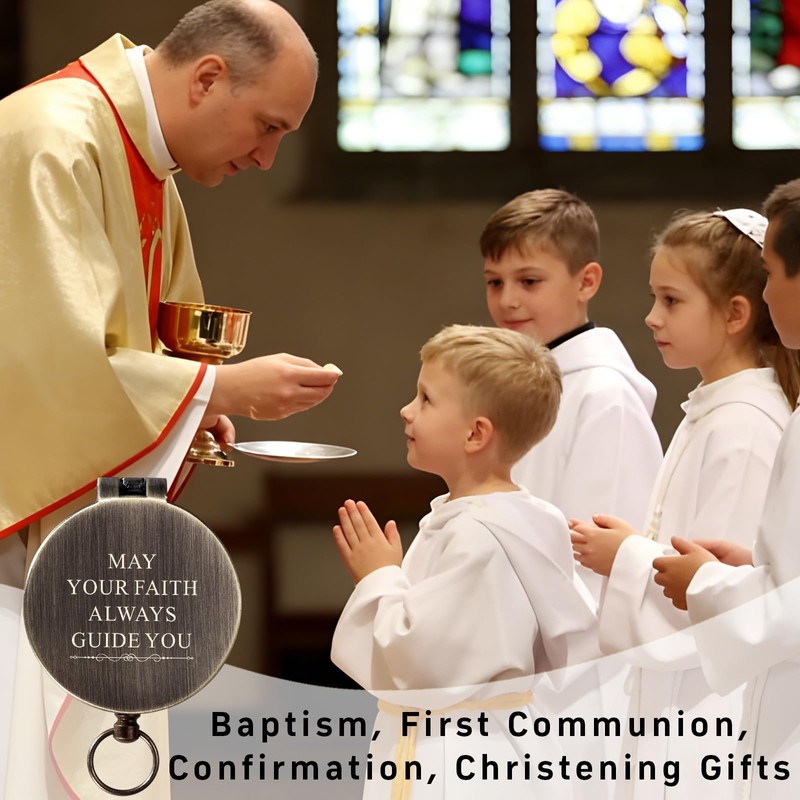 Baptism Gifts for Boys Men - Engraved Compass Christian Gifts