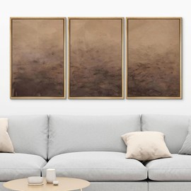 MUDECOR Framed Canvas Print Wall Art Minimalist Earthy Neutral Brown Abstract Illustrations Realism Decorative for Living Room, Bedroom, Office - 16"x24"x3 Natural