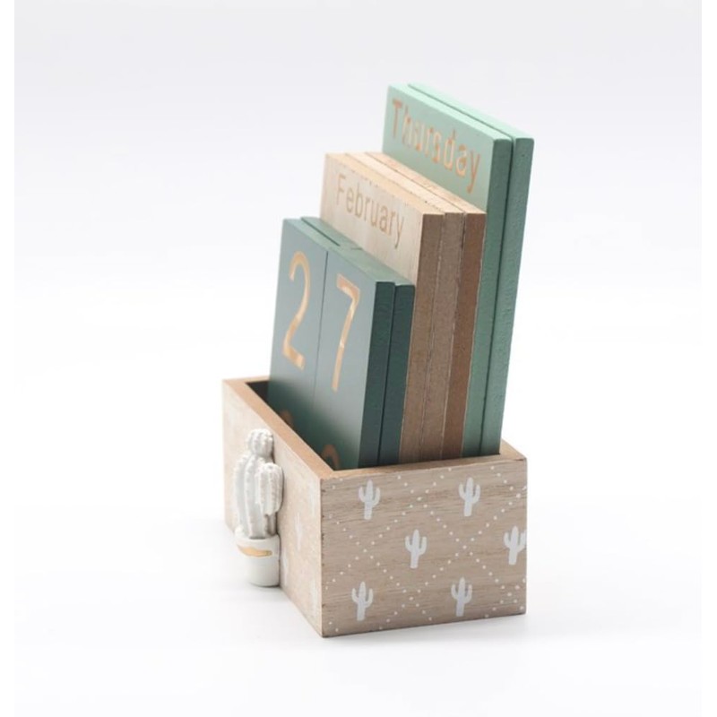 Wooden Perpetual Calendar - Reusable Desk Calender - Eco Friendly