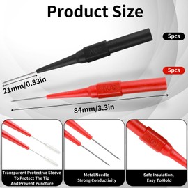 cobee 10 Pcs 0.7mm Test Probe Pins, Wire Piercing Probe Insulation Back Probes Non-Destructive Pin, Wire Piercing Probe Pin Multimeter Probes for Banana Socket Plug Car Tester