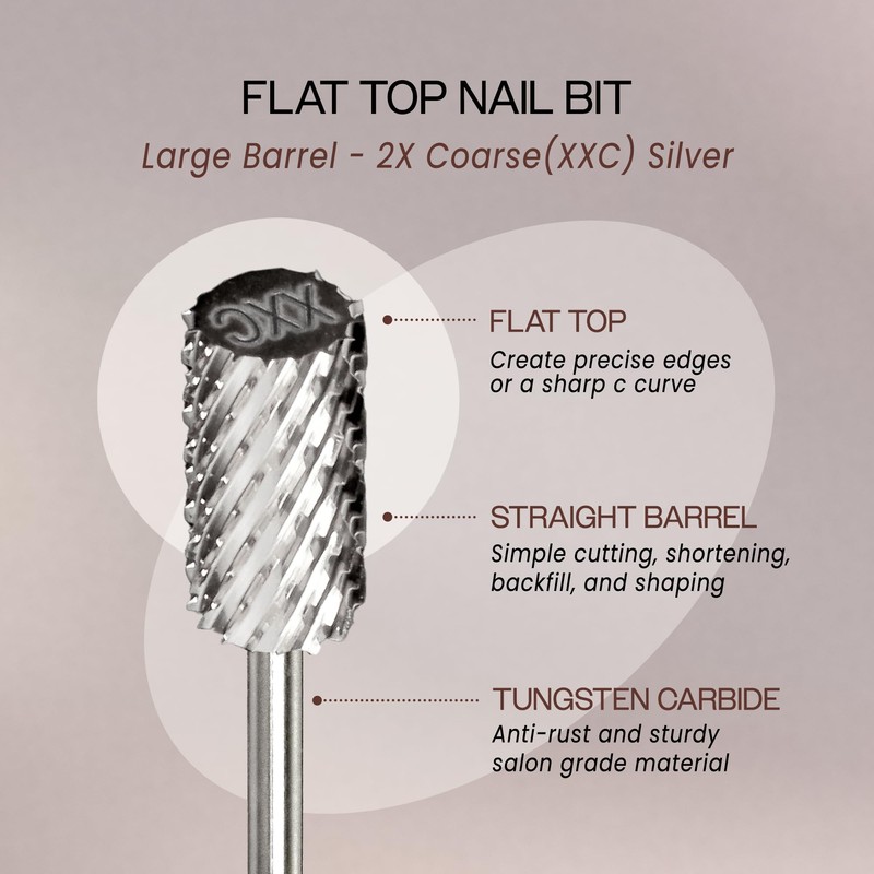 PANA 3/32" Large Barrel Flat Top Silver Carbide Nail Drill