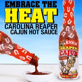 KICKIN' Carolina Reaper Cajun Hot Sauce – Try if you dare – Perfect Gourmet Gift for the Hot Sauce Fan