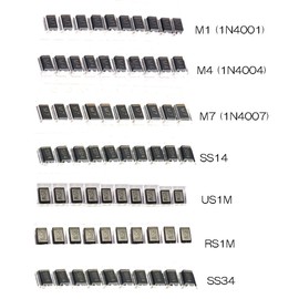 zmart 70pcs SMD Diodes M1 (1N4001) / M4 (1N4004) / M7 (1N4007) / SS14 US1M RS1M SS34