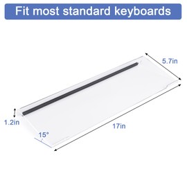 BOOMIBOO Clear Acrylic Tilted Computer Keyboard Holder for Ergonomic Typing, Keyboard Stand with Silicone Anti-Slip Strip, 17 x 5.7 Inch Keyboard Tray for Office Desk, Home, School