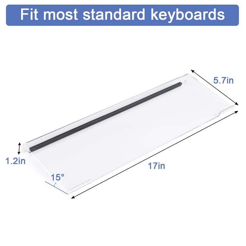 BOOMIBOO Clear Acrylic Tilted Computer Keyboard Holder for Ergonomic Typing,