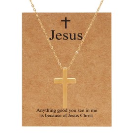 MILAKOO Stainless Steel Cross Chain Men Women Jesus Necklace with Cross Pendant Christian Crucifix Pendant Jewellery for Men Women, Stainless Steel, No Gemstone