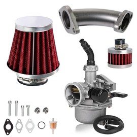 JMCHstore Stage 2 Performance Mainfold Kit for Predator 79cc 3HP Engine, Coleman CT100U CC100X 98cc, Massimo MB100 Mini Bike, Slide Carb Adapter 154F 3.0 hp Engine Parts, Red
