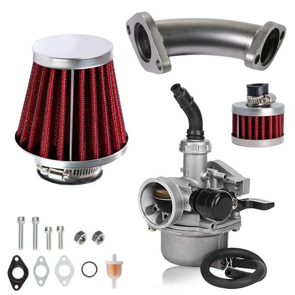 JMCHstore Stage 2 Performance Mainfold Kit for Predator 79cc 3HP Engine, Coleman CT100U CC100X 98cc, Massimo MB100 Mini Bike, Slide Carb Adapter 154F 3.0 hp Engine Parts, Red