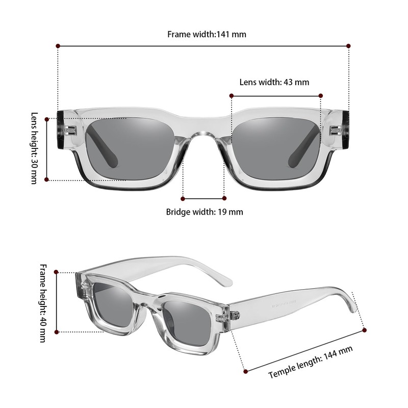 JCTAIFOO Retro Polarised Rectangle Sunglasses Women Men Vintage Rectangular Small