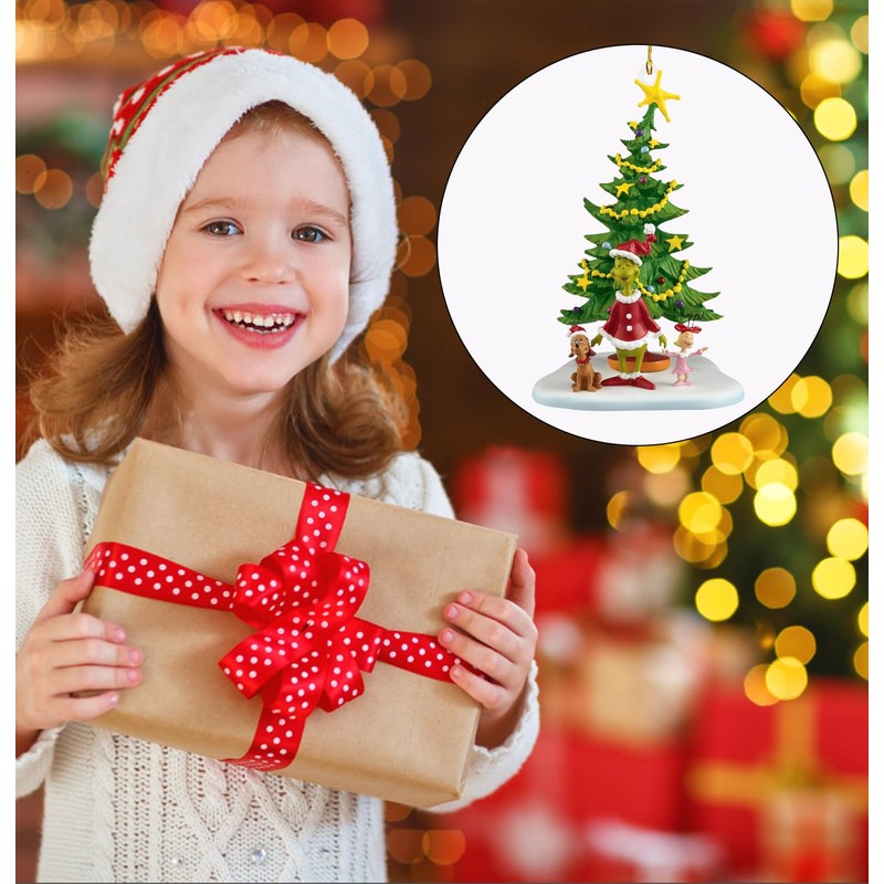 AWAVM Set of 10 Grinchs Christmas Tree Decorations, 2D Flat