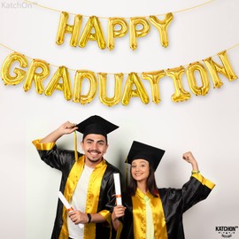 KatchOn, Gold Happy Graduation Balloons - 16 Inch | Graduation Foil Balloons for Graduation Decorations Class of 2024 | Graduation Balloons 2024, Happy Graduation Balloons Class of 2024 Decorations