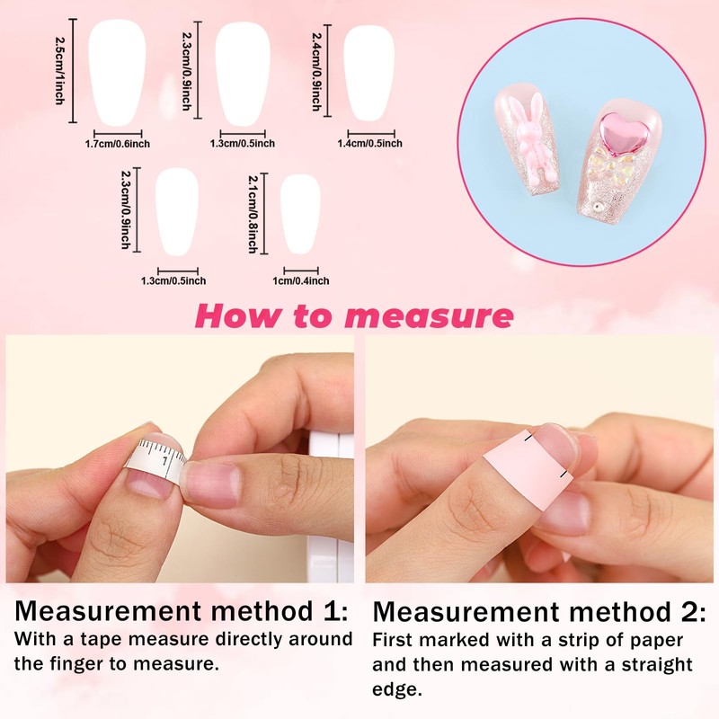 Sethexy Long Coffin Pink False Nails Handmade Rhinestones Glitter Luxury