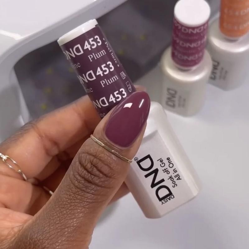 DND 453 Plum Wine Gel and Lacquer Duo nail care