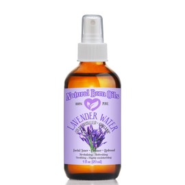 Natural Born Oils 4oz Lavender Water Hydrosol, 100% Pure and Natural, Organic, Steam-distilled, Facial Toner Cleanser, with Sprayer