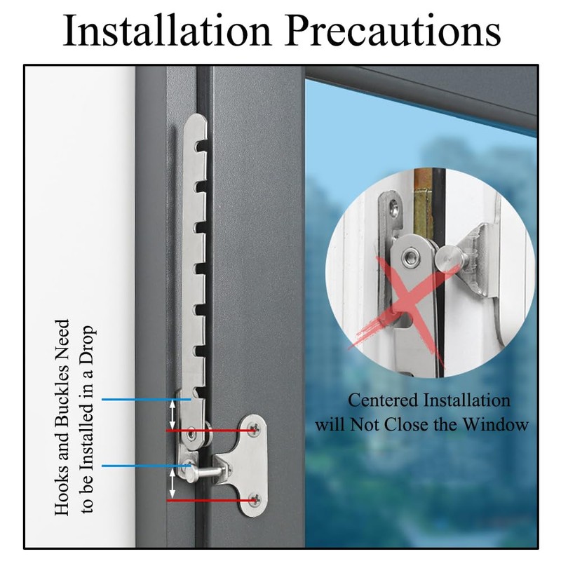 Window Safety Restrictors 2 Pcs Stainless Steel Window Restrictor Hooks