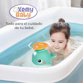 Juguete de Ducha para Bebé con Forma de Ballena. Regadera Infantil. Juego Interactivo para el Baño (Azul)