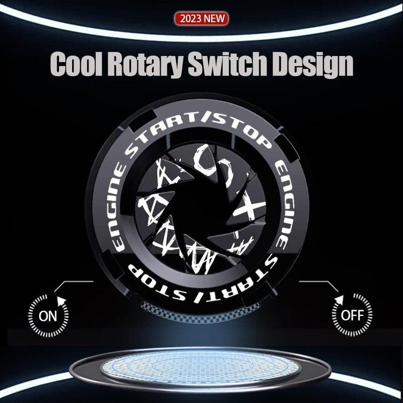 Tybasthe Rotary Push Start Button Cover, Evil Smiley Car Accessories