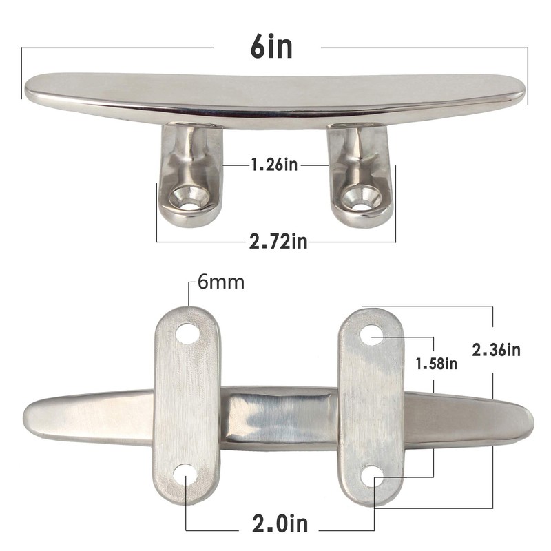 VEITHI 6 inch 316 Stainless Steel Dock Cleat Marine Boat