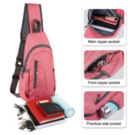 TITECOUGO Lightweight Chest Bag Small Shoulder Bag Lightweight Crossbody Backpack for Men Women and Children Shoulder Bag for Sports and Outdoor Use, Z1-canvas, watermelon red