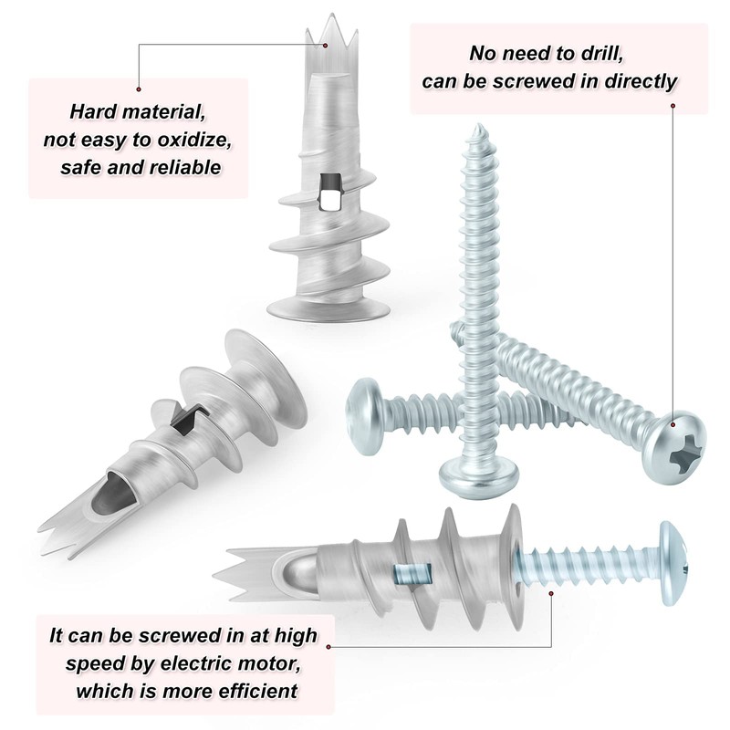 QCQIANG 240pcs Zinc Self-Drilling Drywall Anchors, Anchor and Screw Combination