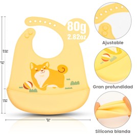 2pcs Baberos de Bebé para Niños,baberos de silicona, Baberos Impermeables, con Diferentes Dibujos Animados Estampados, Ajuste Unisexo para Bebé de 3-36meses. (C)