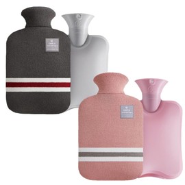 IPPON Hot Water Bottle, Eco Hot Water Bottle, Set of 2, Pouring Type, 2 L Capacity, PVC, Soft, With Cover, Hot Water Tampo, Energy Saving, No Electricity Required, Reusable Use, Cold Protection, Cold