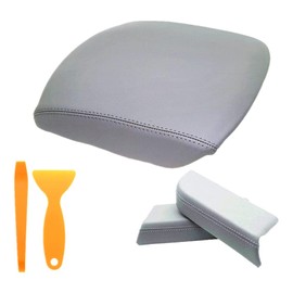 Kohnkdllc Center Console Cover and Front Door Panel Armrest Cover Kit Fits for Pilot 2009 2010 2011 2012 2013 2014 2015 (Leather Part Only) with Removal Tool (Gray)