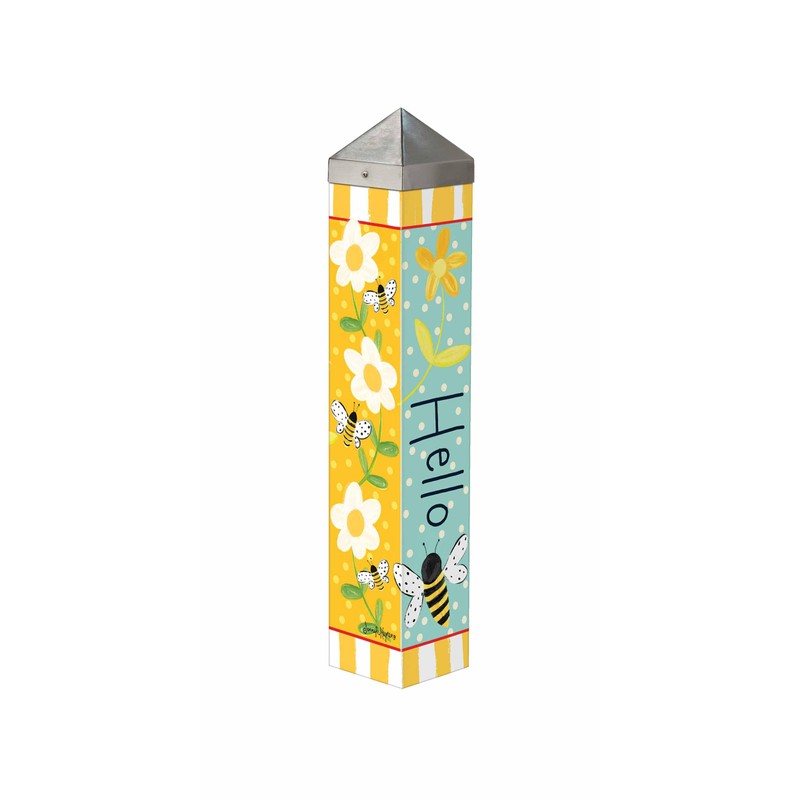 Studio M Bumbly Bees Art Pole Outdoor Decorative Garden Post,