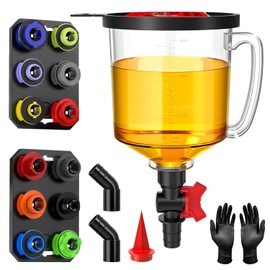 Kit de Embudo de Aceite para Motor sin derrames de 19 Piezas, Kit de Cambio de Aceite de 1.6 Cuartos con 12 adaptadores, 2 bandejas magnéticas, Codos de 45°, Filtro de Flecha y Guantes |