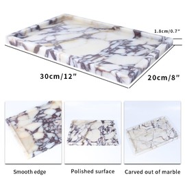 Real Luxurious Natural Marble Vanity Tray Genuine Marble/Stone Storage Tray for Home Decor Bathroom/Kitchen/Vanity/Dresser Non-Resin/Non-Ceramic