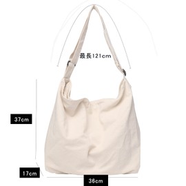 Annlaite 2137 Canvas Tote Bag, Large Capacity, A4 Size, Men's, Women's, Eco Bag, Plain, Shoulder Bag, Stylish, Durable, For Commuting to Work & School, Overnight Travel, White, Black, Canvas Bag, white