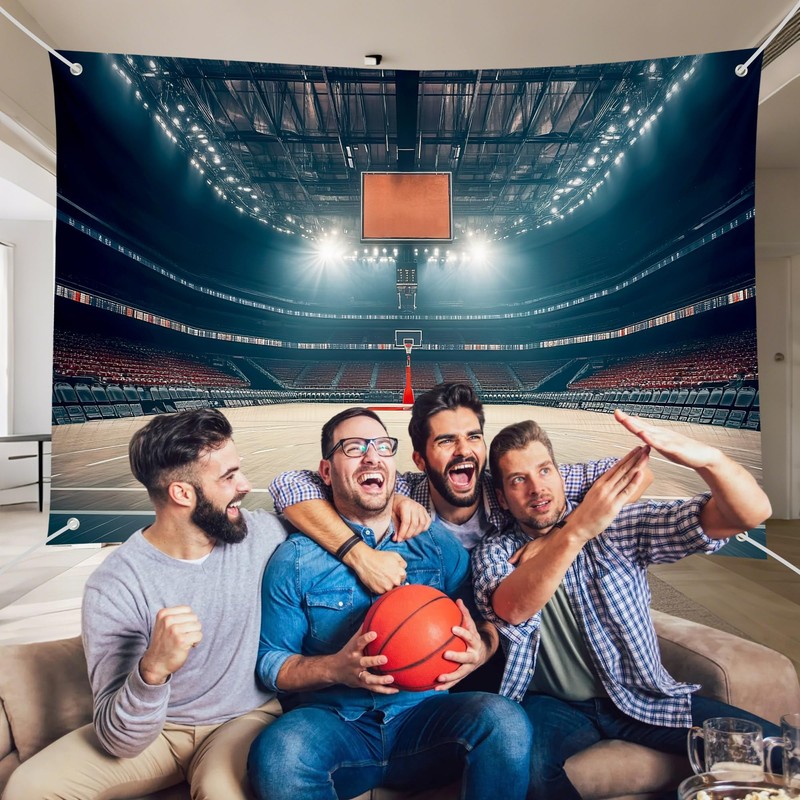 Basketball Spotlight Court Scene Photography Backdrop Banner - Studio Shooting