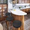 Newwiee 6 Pcs Black Leather Stool Covers Round,Waterproof PU Stretch