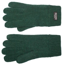 EEM Jette Women's Knitted Gloves with Thinsulate™ Thermal Lining, Warm, 100% Wool or 100% Cotton, The Material is Colour Dependent, Winter Gloves - dark green, size: l