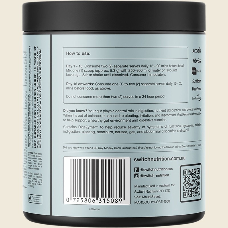 Switch Nutrition Gut Restore Cloudy Apple 159g