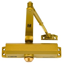 Medium Duty Automatic Commercial Door Closer - Boomerang D703 Hydraulic UL 3 hr. Fire Rated Closer, Surface-Mounted Size 3 for Home & Light Commercial Doors, Painted Brass/Gold (US4)