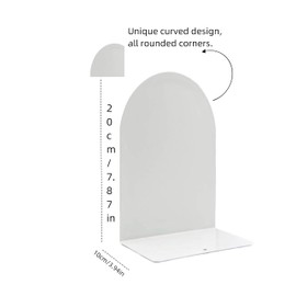 Lulonpon 16 Pieces Book Ends, Bookends, Book Ends for Shelves, Book Ends for Heavy Books, White Bookends, Metal Bookends for School, Library,Desktop Organizer and Book Shelves