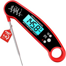 Meat Thermometer Digital, 1-2 Sec Instant Read, Food, Cooking, Grill | Bright Backlit Display, Waterproof for Air Fryer, Smoker, Candy, Kitchen Gadgets,